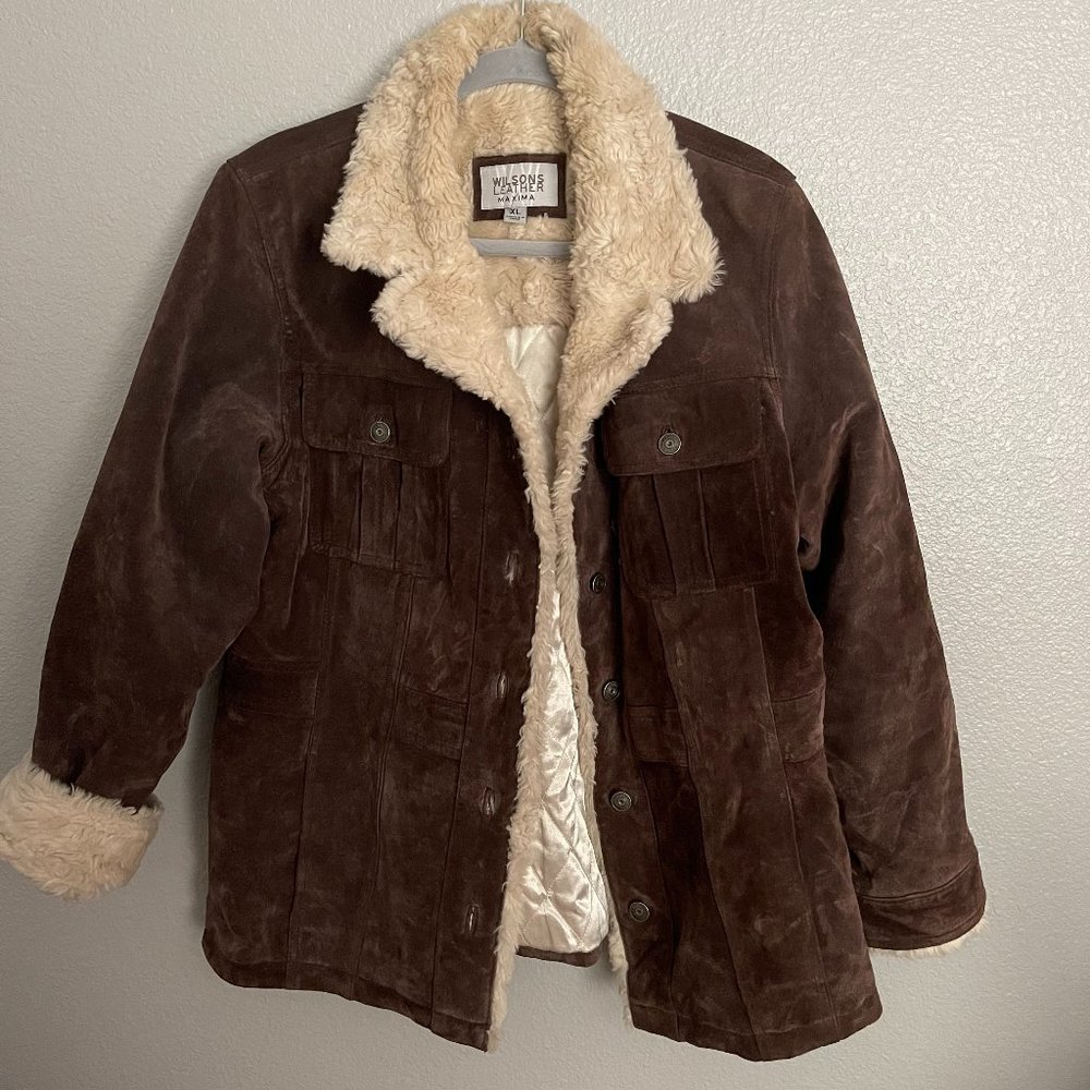 Wilsons Leather - Vintage Brown Sherpa Leather Jacket